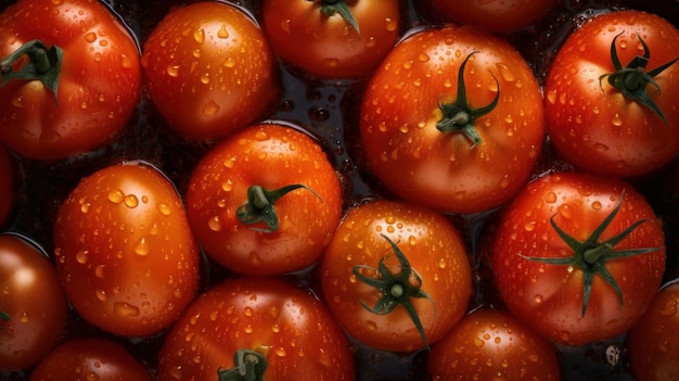 新鮮な有機トマト野菜の水平背景