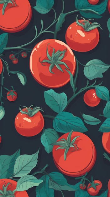 Fresh organic tomato vegetable vertical background illustration