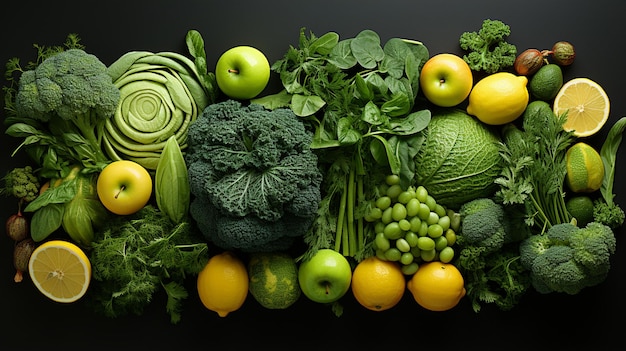 Photo fresh organic vegetables on black background