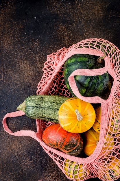 Fresh organic vegetables, in cotton eco bag