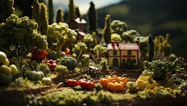 Fresh organic vegetables decorate rustic autumn table for healthy celebration generated by artificial intelligence