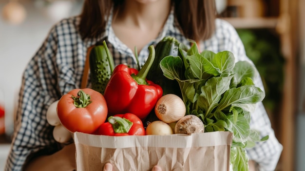 Свежие и органические овощи доставлены к вашему порогу Женщины захватывающая доставка