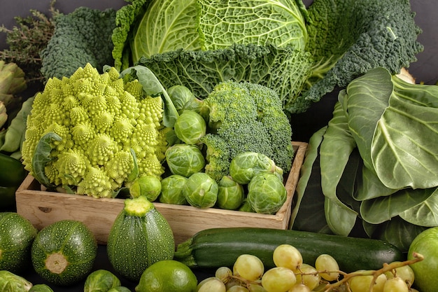 fresh organic vegetables in green color. Healthy eating concept