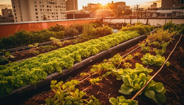 AIが生成した温室で栽培された新鮮な有機野菜