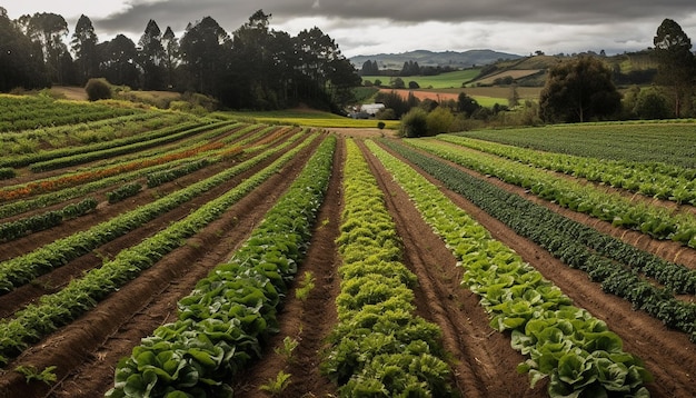 Fresh organic vegetables grown on rural farm generated by AI