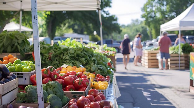 Photo fresh and organic vegetables at a local farmers market