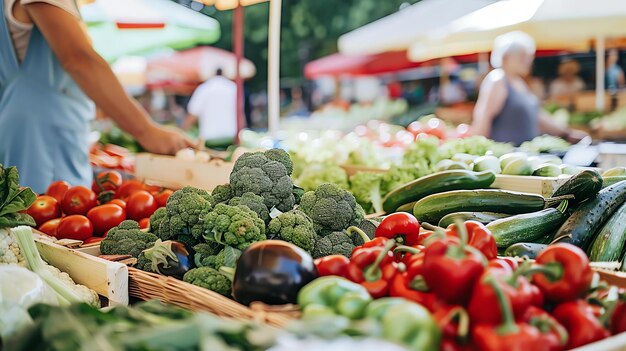 Photo fresh organic vegetables at the local farmers market