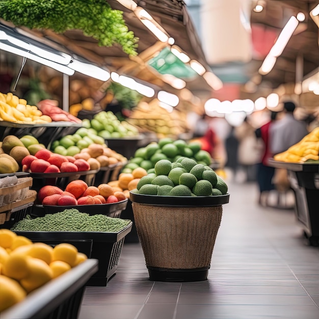 Verdure biologiche fresche sul mercato ortaggi biologici freschi sul mercato o frutta e frutta biologica