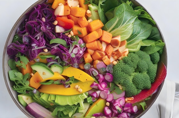 Fresh organic vegetarian salad bursting with vibrant colors and wholesome ingredients