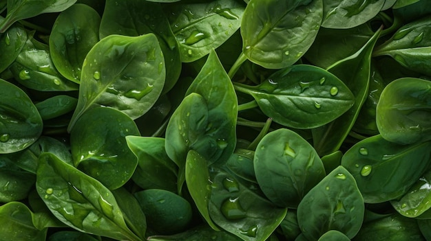 Fresh organic water spinach vegetable horizontal background