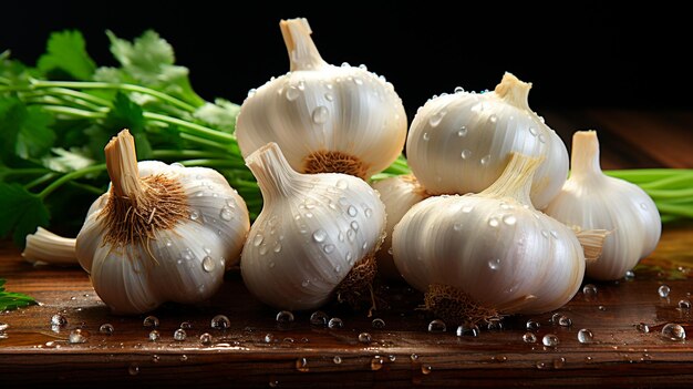 Photo fresh organic white garlic