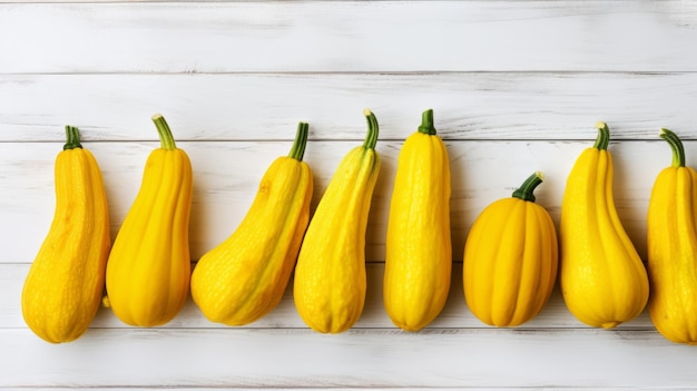 新鮮な有機黄色スカッシュ野菜の写実的な水平背景健康的なベジタリアン ダイエット Ai 生成された背景と Copyspace ジューシーな黄色のスカッシュ野菜