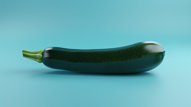 Photo fresh organic zucchini isolated on blue background healthy eating concept 3d rendering illustration