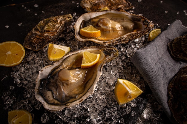 fresh oysters in shell