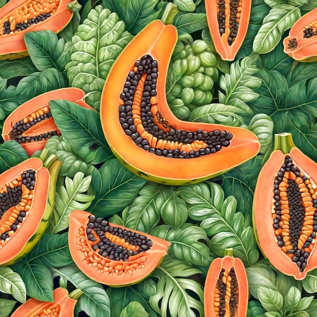 Photo fresh papaya background generated ai