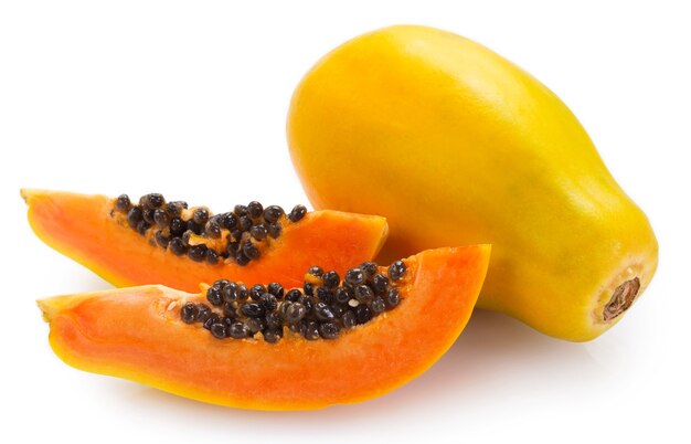 Fresh papaya isolated on white background