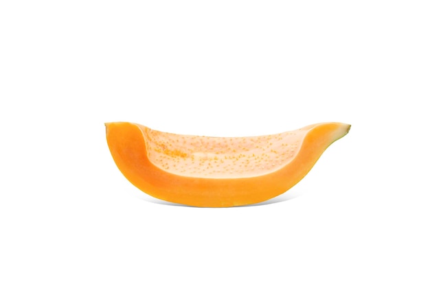 Fresh papaya slice isolated on white surface