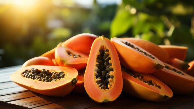 Photo fresh papaya on the table