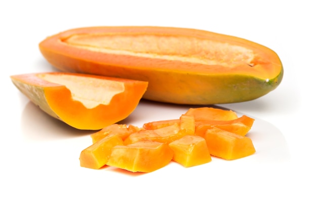 Fresh papaya on white background. 