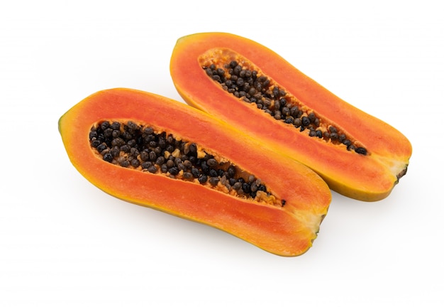 fresh papaya on white table