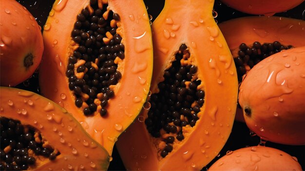 Fresh papayas fruit background