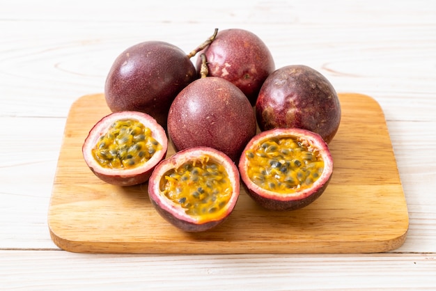 fresh passion fruit on white background