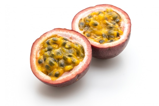 fresh passion fruit on white background