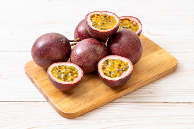 fresh passion fruit on white background