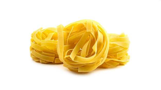 Fresh pasta on white background