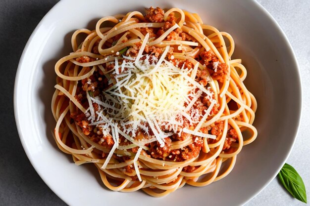 Fresh pasta with hearty bolognese and parmesan cheese