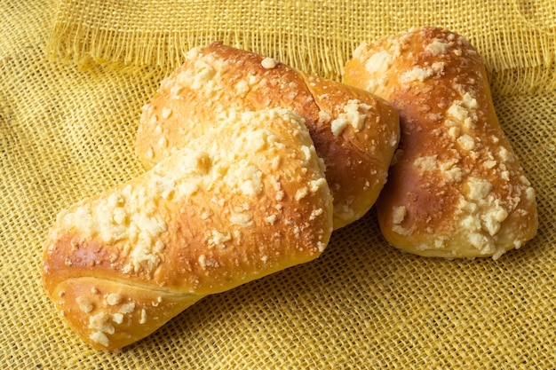 Fresh pastry with cottage cheese Handmade buns Rustic style food