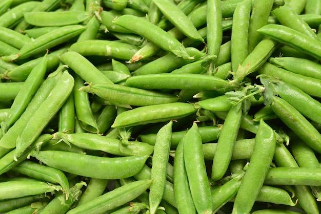 Fresh pea pods as. Top view.