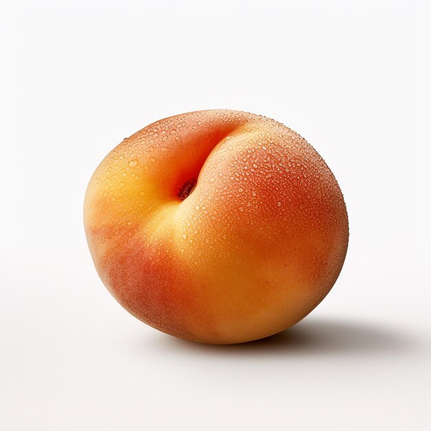 Fresh Peach Fruit on White Plain Background