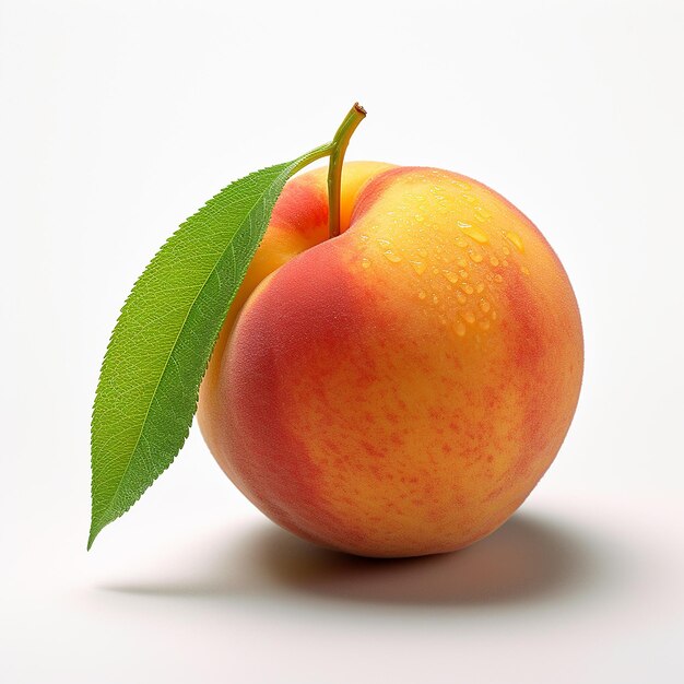 Photo fresh peach fruit on white plain background