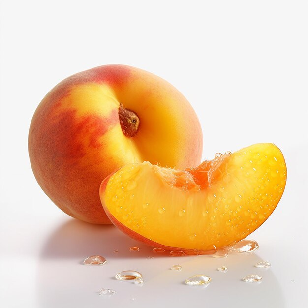 Photo fresh peach fruit on white plain background