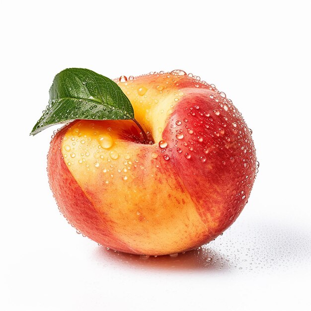 Fresh Peach Fruit on White Plain Background