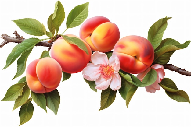 Photo fresh peach fruits ai generative