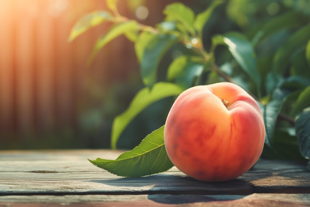 Fresh peach in sunlight