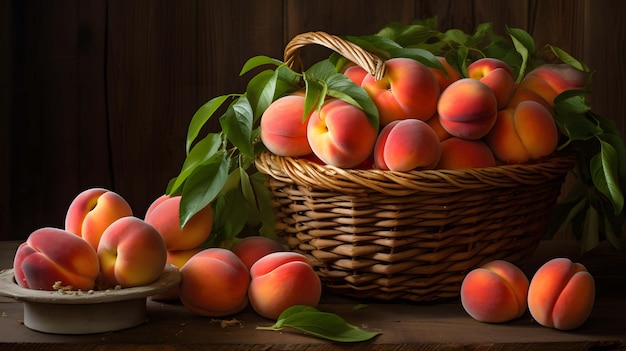 Fresh Peaches in the basket