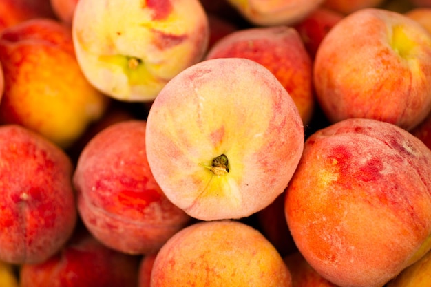 Fresh peaches at the local farmer's  market.