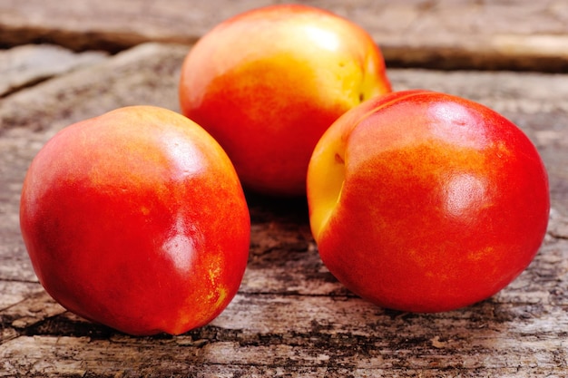 Fresh peaches on the table