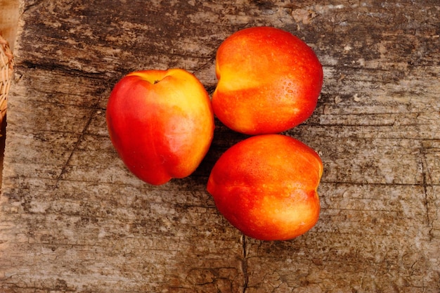 Fresh peaches on the table