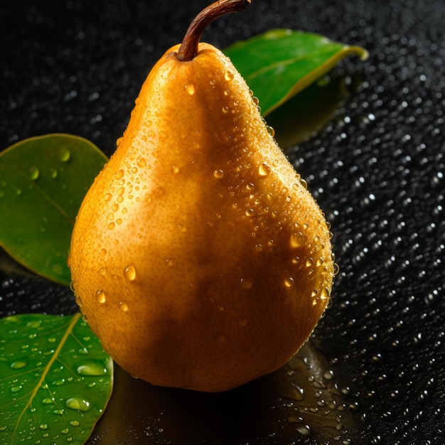 Fresh pear with drops of water Generative AI