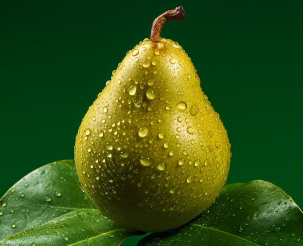 Fresh pear with drops of water Generative AI