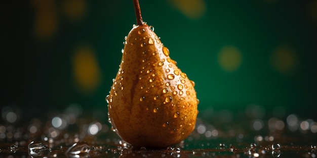 Fresh pear with drops of water Generative AI