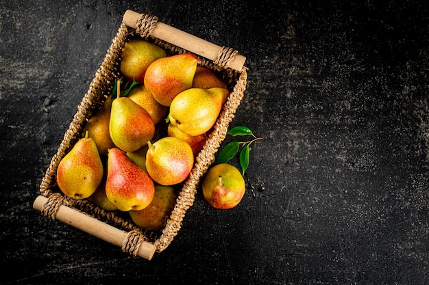 Fresh pears in a basket