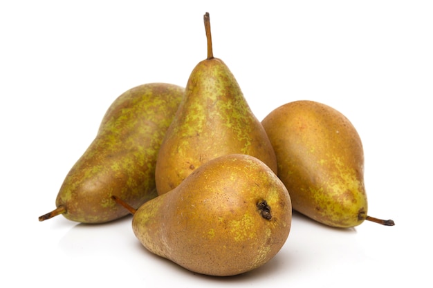 Fresh pears on white