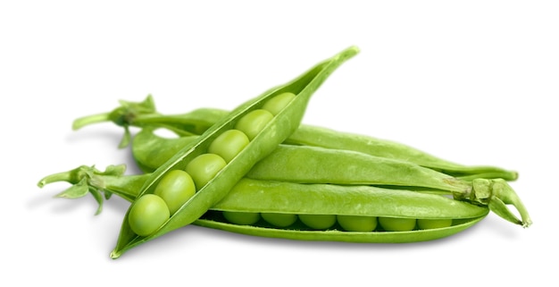 Fresh peas isolated on white background