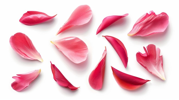 Fresh peony petals on a white background Design for a banner