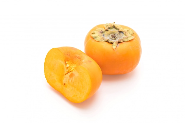 fresh persimmon on white background